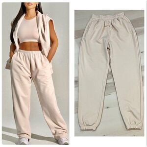 NEW Naked Wardrobe Cream Joggers Winter Streetwear Clean Girl Lounge Chic